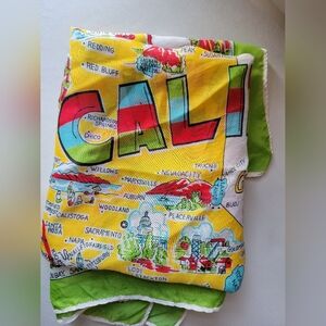 Vintage California Scarf ~ Travel Souvenir ~ San Fran ~ LA ~ Golden State